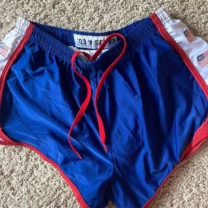 Red white and blue American flag krass & co shorts
